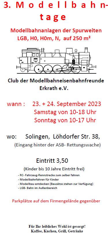 3. Modellbahntage des Club der Modelleisenbahnfreunde Erkrath e.V.