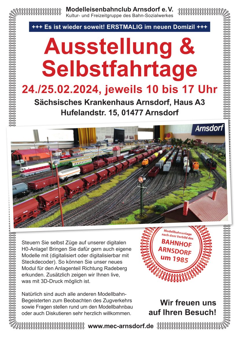 Modellbahnausstellung und Selbstfahrtage MEC Arnsdorf