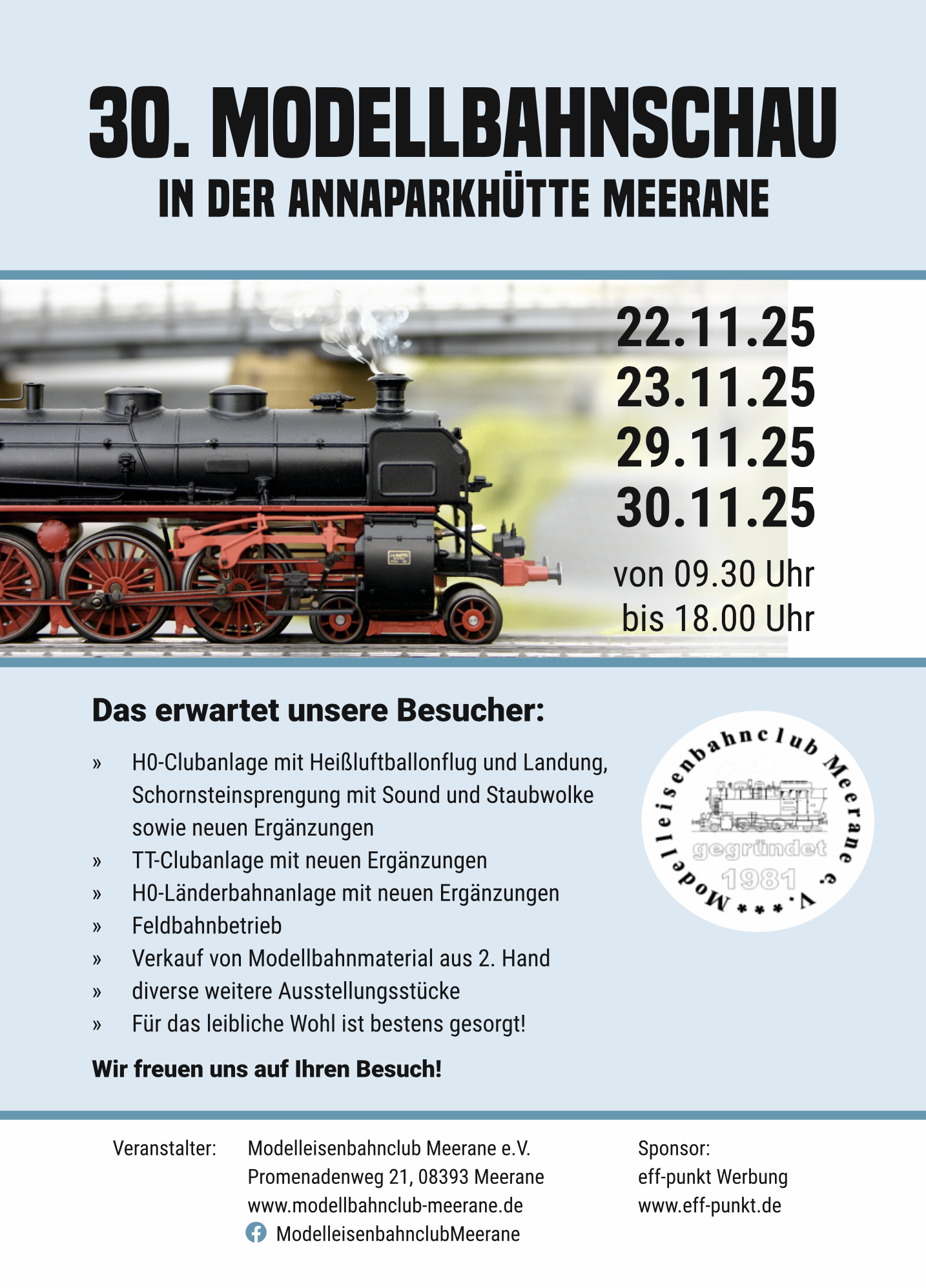Modellbahnausstellung im Freizeitzentrum Annaparkhütte
