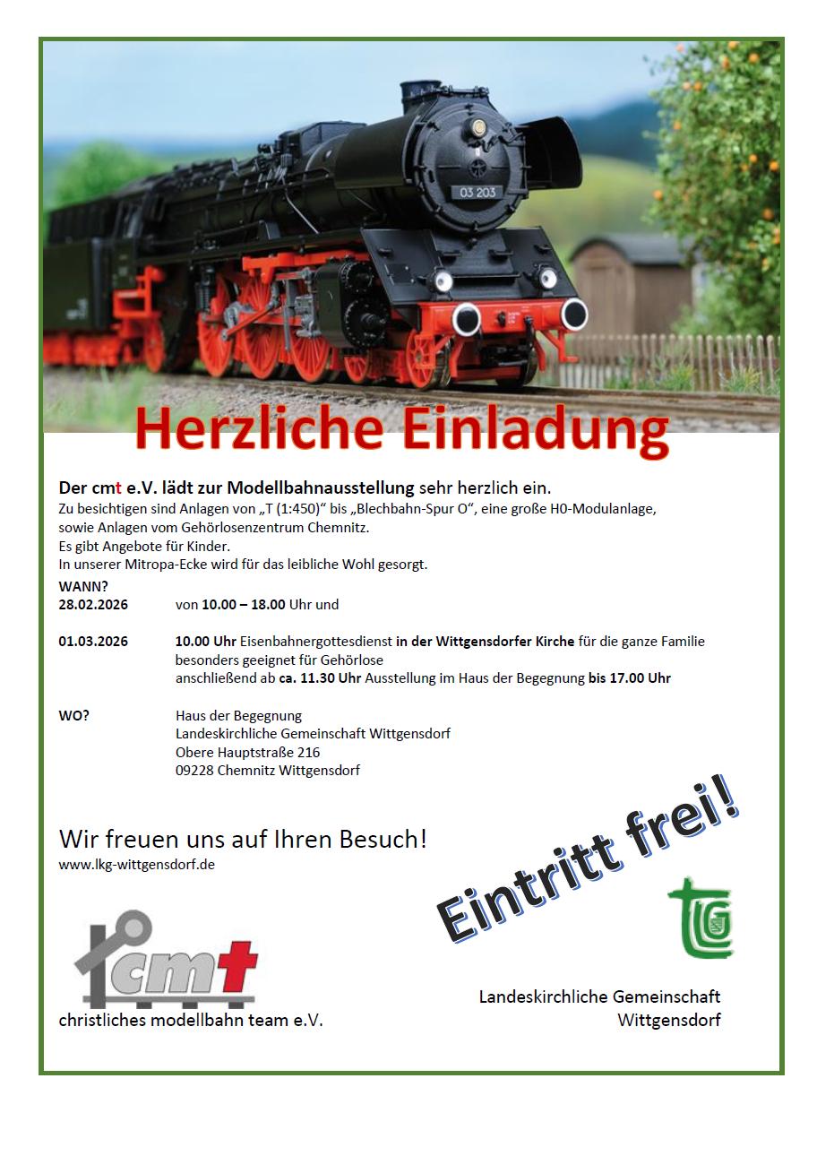 Modellbahnausstellung und Eisenbahnergottesdienst des cmt e.V. in Chemnitz-Wittgensdorf