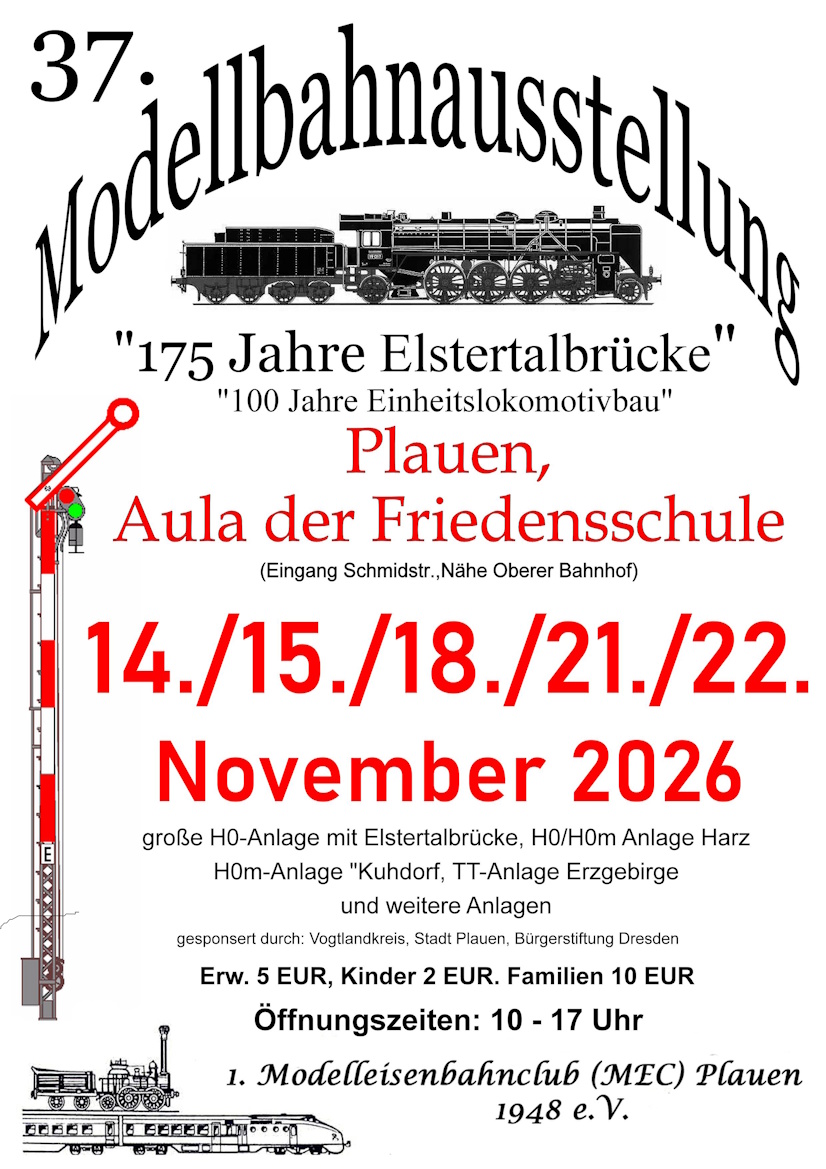 37. Modellbahnausstellung des 1. MEC Plauen 1848 e.V.